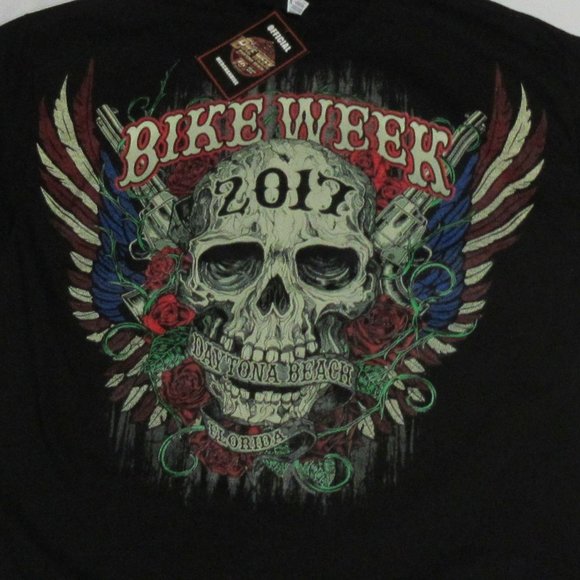 2017 Bike Week Daytona Beach Florida Skull & Roses Size XL Harley-Davidson - Picture 2 of 5